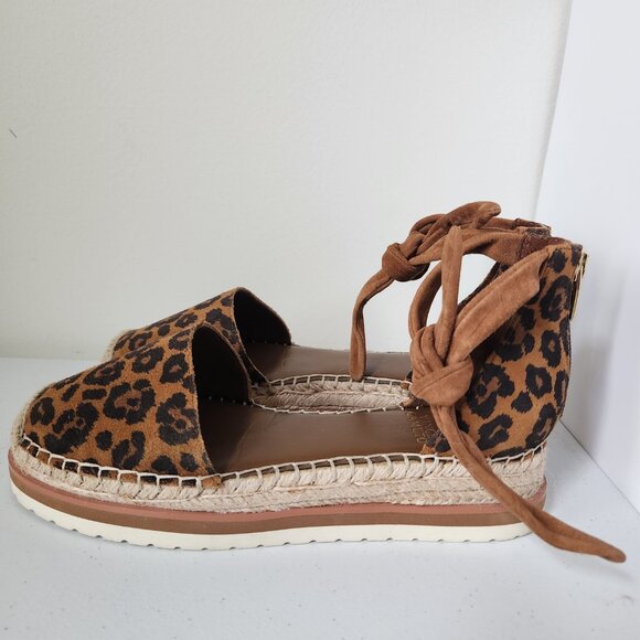 Vince Camuto Binadee Ankle Tie Low Platform Espadrilles Leopard Print Size 8M - Picture 4 of 9